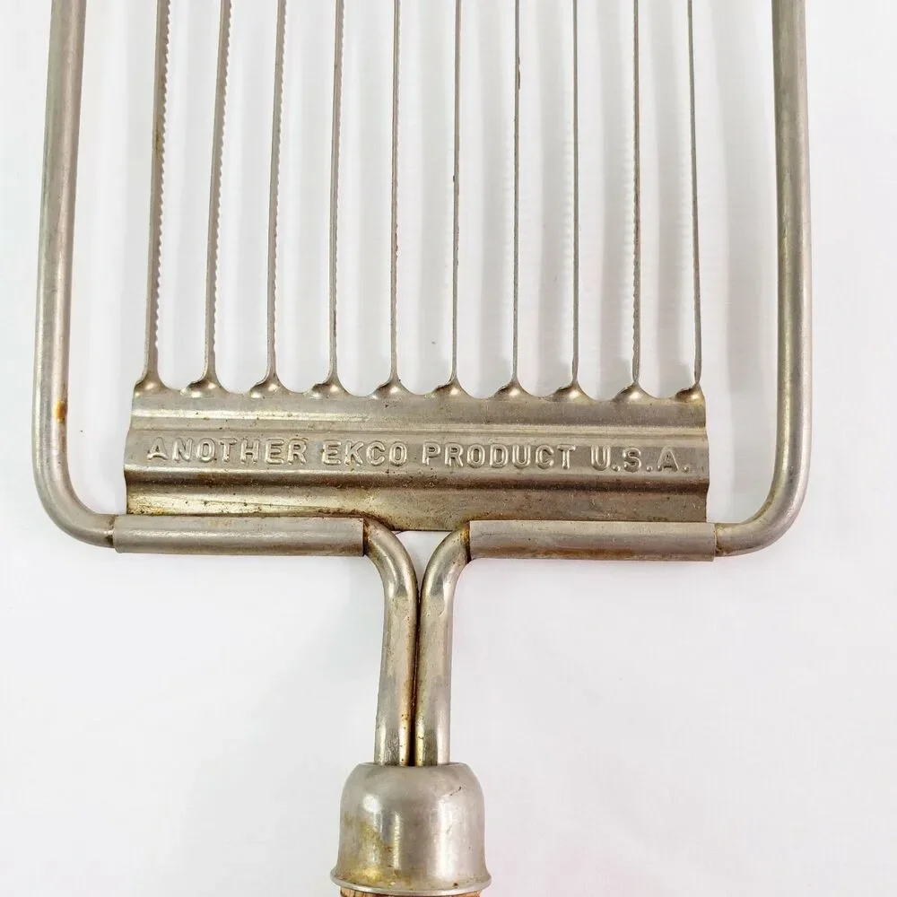 Vtg Ekco Slicer Red Wood Handle Cheese Tomato Kitchen Utensil Gadget USA